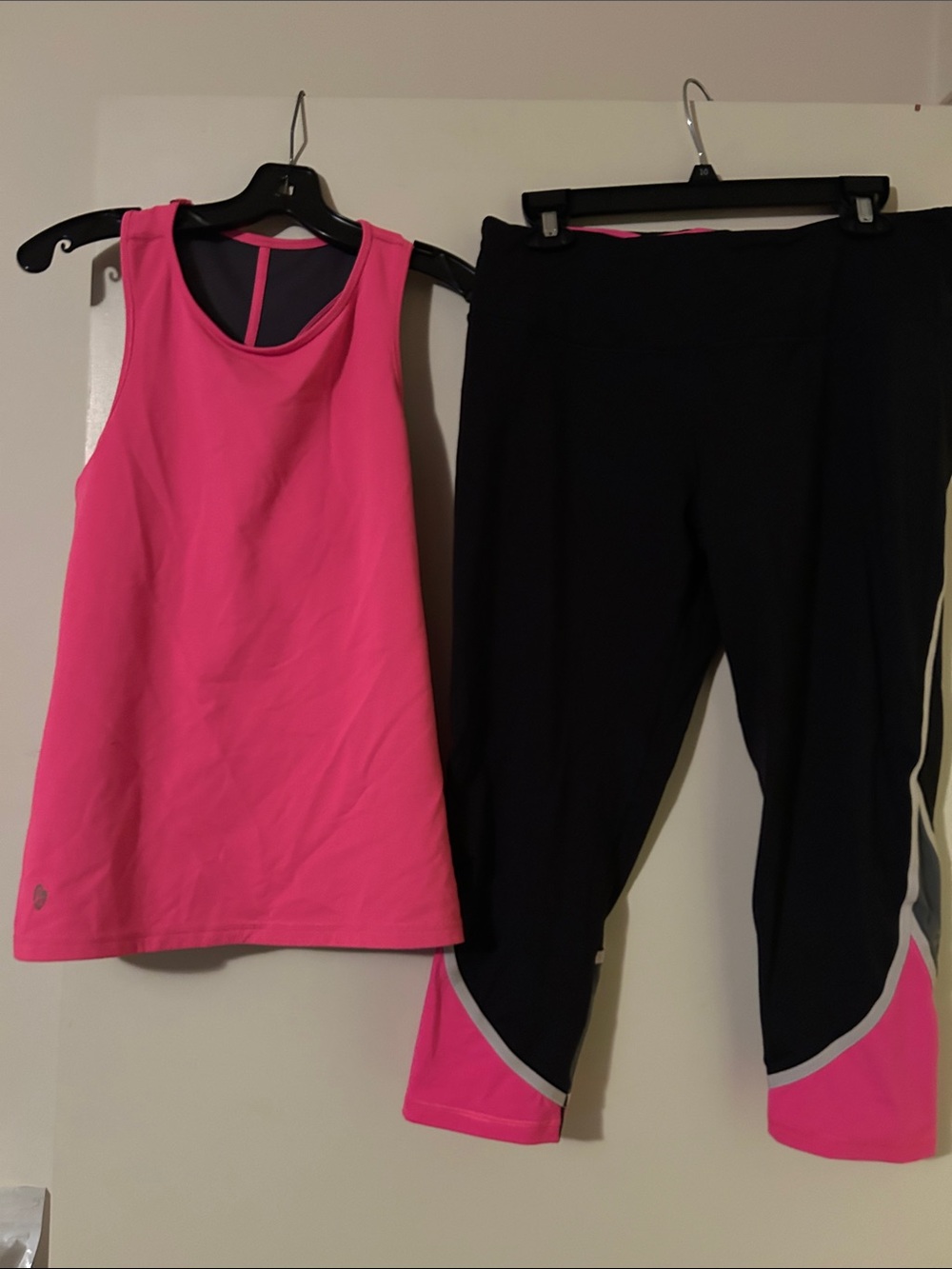 VSX Hot Pink Athletic Tank with Black Capri Leggings